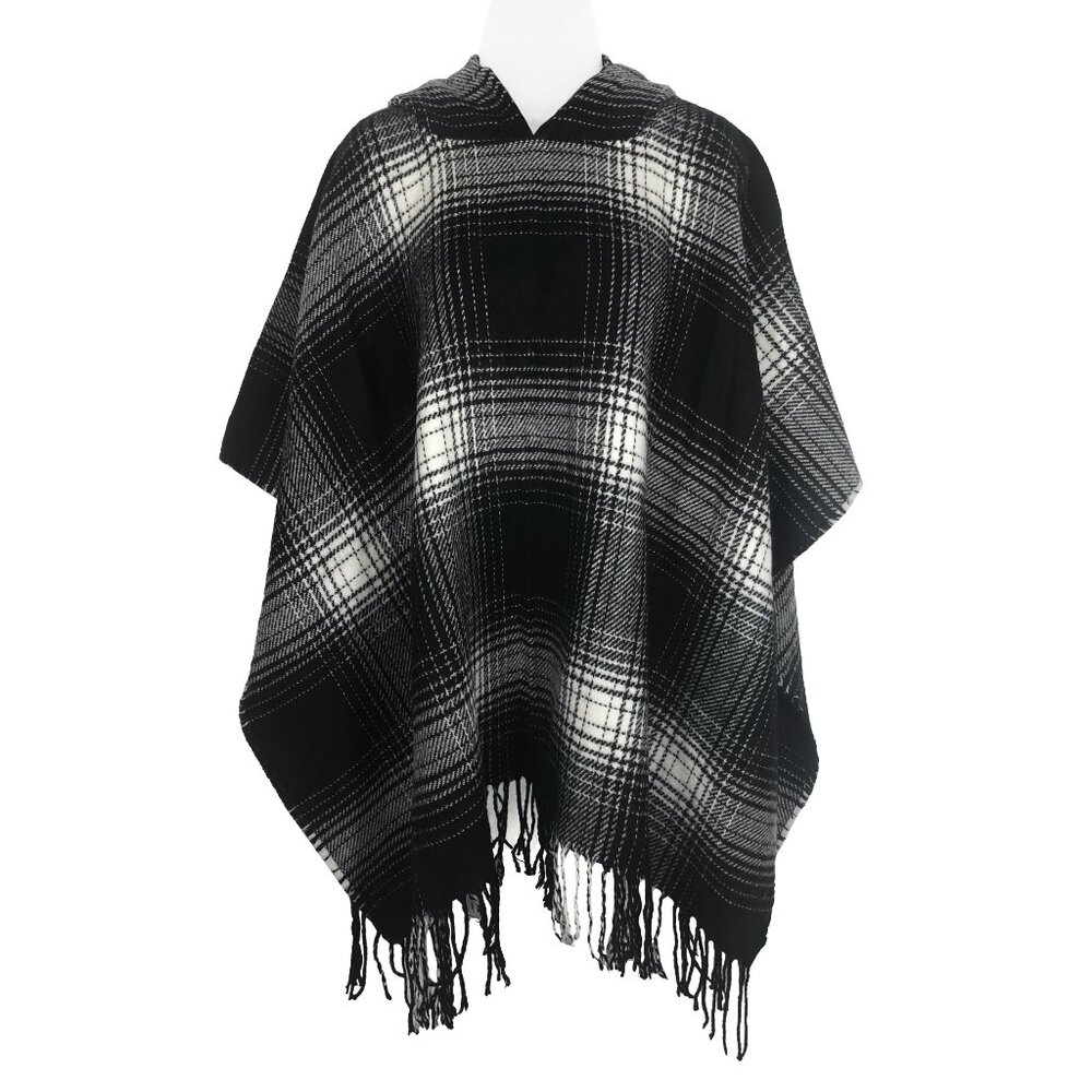 NWT Lucky Belle Plaid Hooded Poncho - Size OS